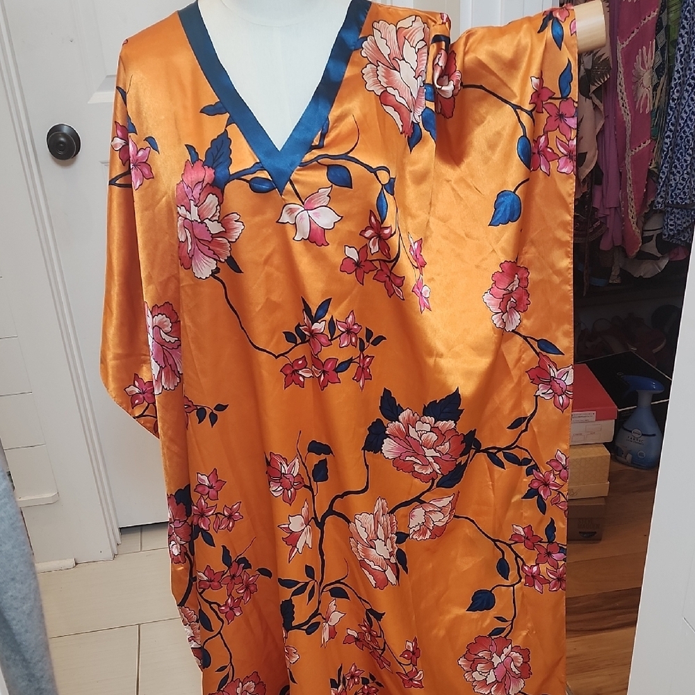 Floral Orange Kaftan Dress